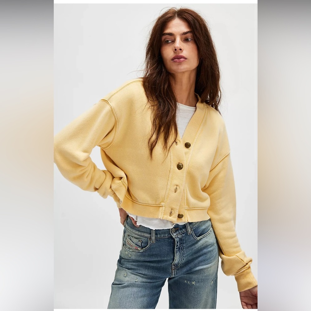 Free People Grace Cardi Sweatshirt Top - Picture 2 of 4